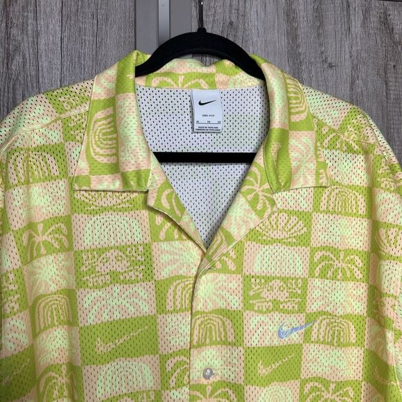 Nike Men Dri-Fit Shirt Spring Beach Short Sleeve Yellow Green Logo Size XL - Picture 2 of 8